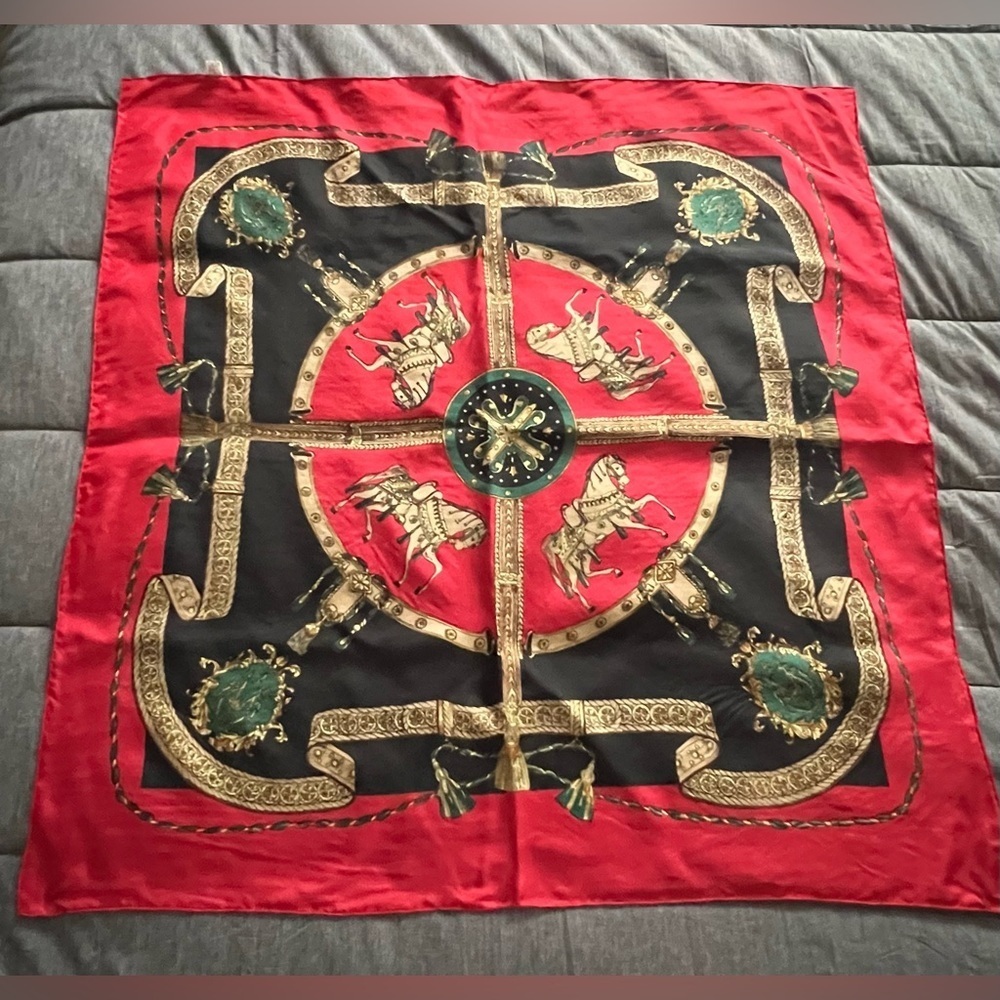 Vintage Bundle (2) Equestrian Themed Silk Scarf & Emanuel Ungaro Scarf - Picture 4 of 9